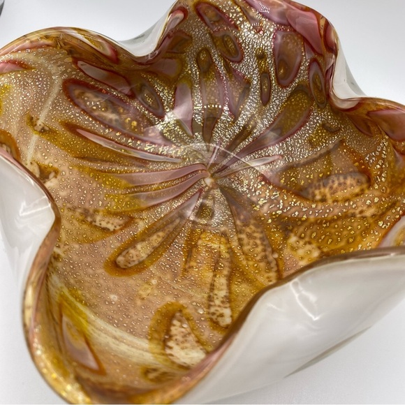 Vintage 1960s Murano Pinched Confetti Ashtray Glass Dish - Picture 6 of 7